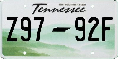 TN license plate Z9792F