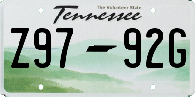 TN license plate Z9792G