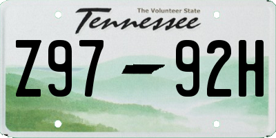 TN license plate Z9792H