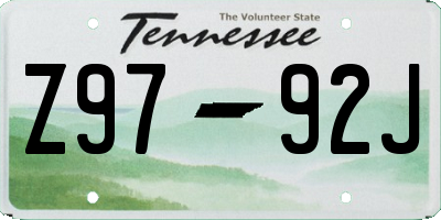 TN license plate Z9792J