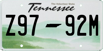 TN license plate Z9792M