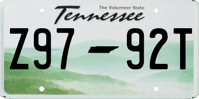 TN license plate Z9792T