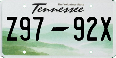 TN license plate Z9792X