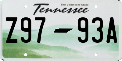 TN license plate Z9793A