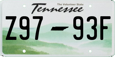 TN license plate Z9793F