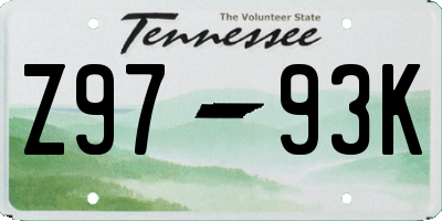 TN license plate Z9793K