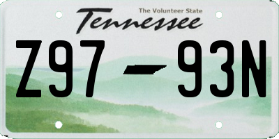 TN license plate Z9793N