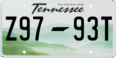TN license plate Z9793T