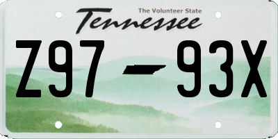 TN license plate Z9793X