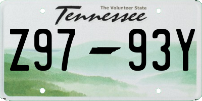 TN license plate Z9793Y