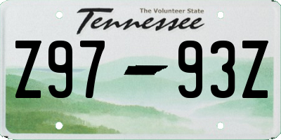 TN license plate Z9793Z