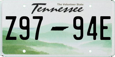 TN license plate Z9794E