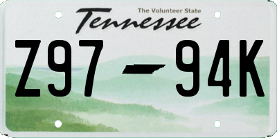 TN license plate Z9794K
