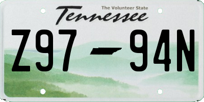 TN license plate Z9794N
