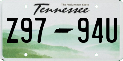 TN license plate Z9794U