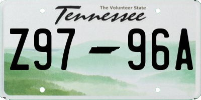 TN license plate Z9796A