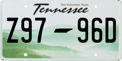 TN license plate Z9796D