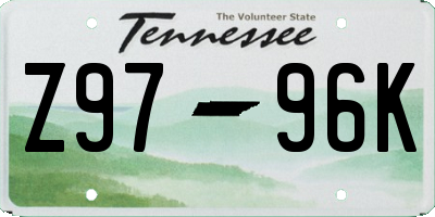 TN license plate Z9796K