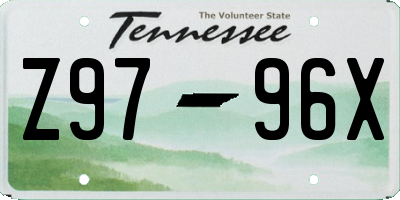 TN license plate Z9796X