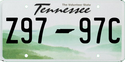 TN license plate Z9797C