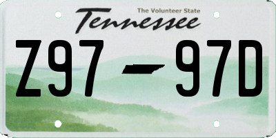 TN license plate Z9797D