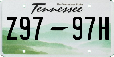 TN license plate Z9797H