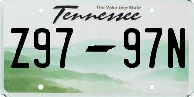 TN license plate Z9797N