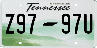 TN license plate Z9797U