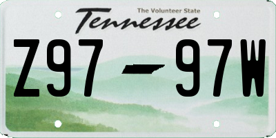 TN license plate Z9797W