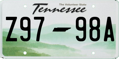 TN license plate Z9798A