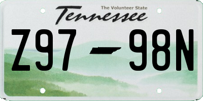 TN license plate Z9798N