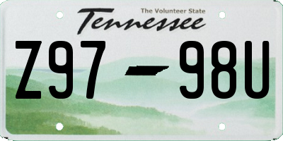 TN license plate Z9798U