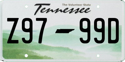 TN license plate Z9799D