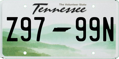 TN license plate Z9799N