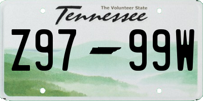 TN license plate Z9799W