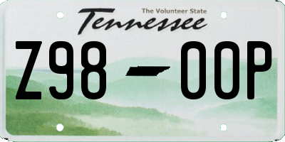 TN license plate Z9800P