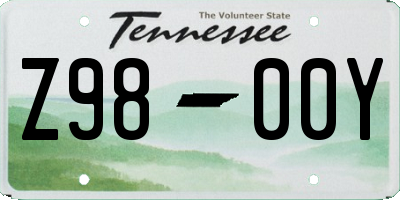 TN license plate Z9800Y