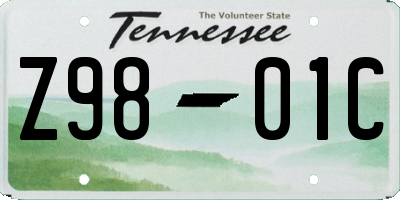 TN license plate Z9801C