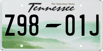 TN license plate Z9801J