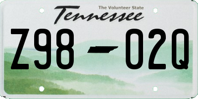 TN license plate Z9802Q