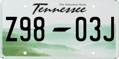 TN license plate Z9803J