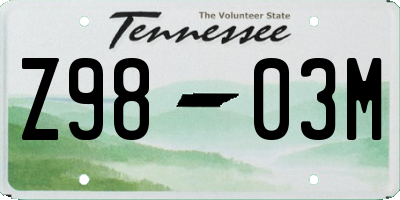 TN license plate Z9803M