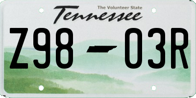 TN license plate Z9803R