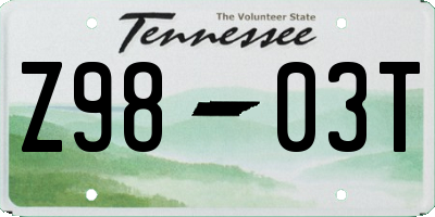 TN license plate Z9803T