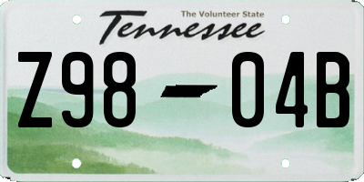 TN license plate Z9804B