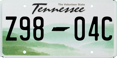 TN license plate Z9804C