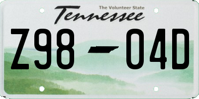 TN license plate Z9804D