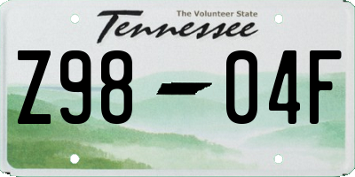 TN license plate Z9804F