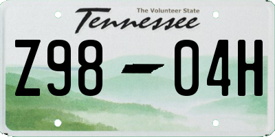 TN license plate Z9804H