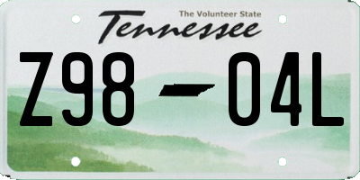 TN license plate Z9804L